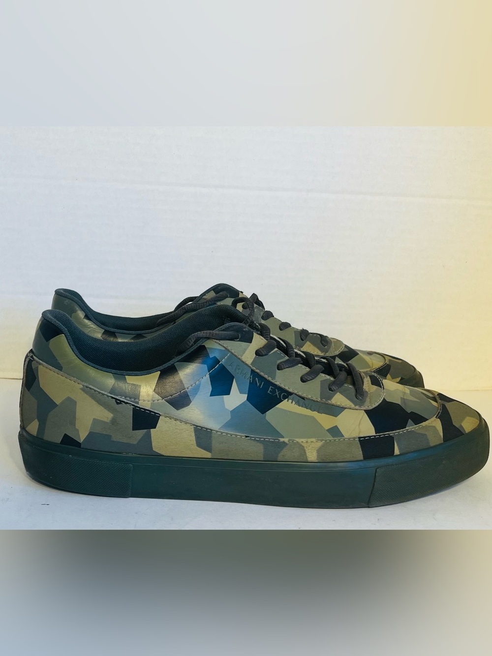 Vintage Men's Armani Exchange 
A|X Camo Green/Black Low-Top Casual Sneakers (12)